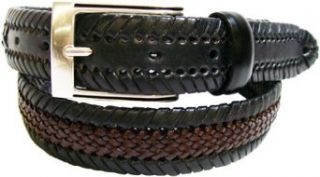 Alexander Julian Mens Two Tone Leather Laced Belt,Black