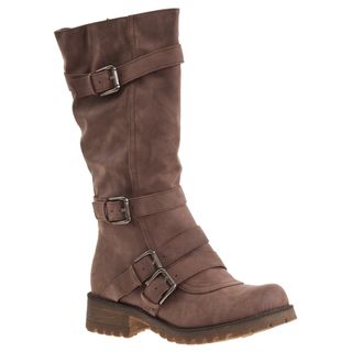 Riverberry Womens Combat Taupe Mid calf Boots