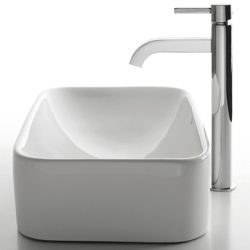 Kraus Rectangular Ceramic Sink and Ramus Faucet