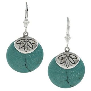 Southwest Moon Sterling Silver Turquoise Disc Flower Cap Earrings