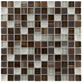 Somertile Reflections Square Truffle Glass/ Metal Mosaic Tiles (Pack