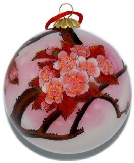 Painted Glass Ornament, Pink Cherry Blossoms CO 173