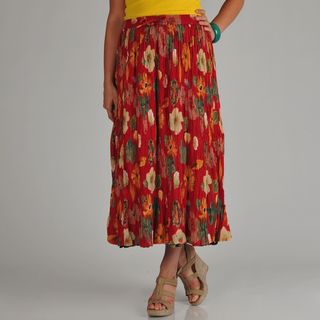 La Cera Womens Plus Size Reversible Printed Broomstick Skirt