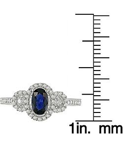 Oval Blue Sapphire 1/5ct TDW Diamond Ring