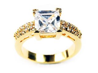 Simon Frank 14k Yellow Gold Overlay Clear Solitaire Ring Today $19.59