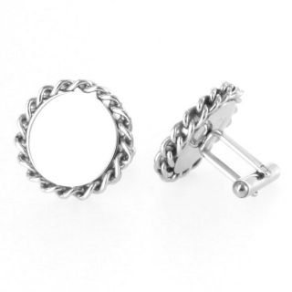 Stainless Steel Round Braided Rope Edge Cuff Links