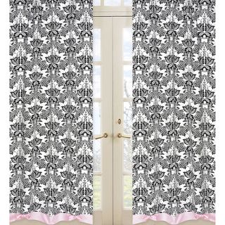Sophia Pink and Black 84 inch Curtain Panel Pair