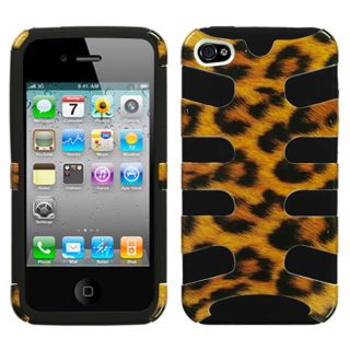 Premium Apple iPhone 4/ 4S Leopard/ Black Fishbone Protector Case