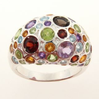Meredith Leigh Sterling Silver Multi gemstone Dome Ring