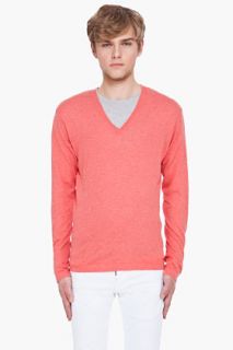 Dsquared2 Coral Red V neck Sweater for men