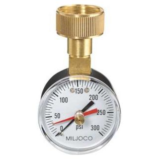 Miljoco P2008U08HB Pressure Gauge, Water Test, 0 to 300 Psi