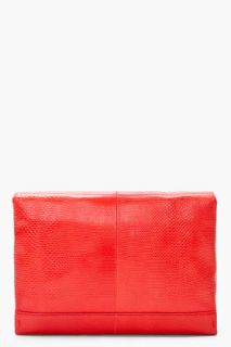 Lanvin Red Snakeskin Envelope Clutch for women
