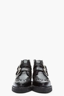 Underground Black Croc Leather Boots for men