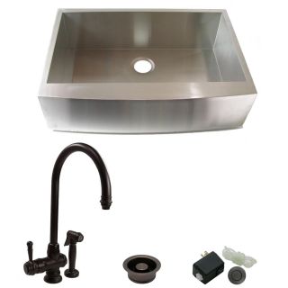 DeNovo Single Bowl Stainless Steel Farmhouse Kitchen Sink and Faucet