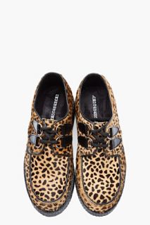 Underground Brown Wulfrun Leopard print Calf hair Creepers for men
