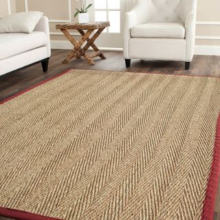 Hand woven Sisal Natural/ Red Seagrass Rug (6 x 9)