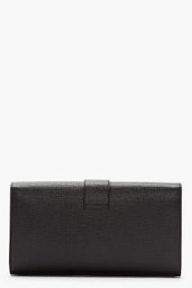 Saint Laurent Black Calfskin Logo Piece Folding Clutch for women