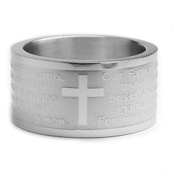 Stainless Steel Lords Prayer Ring (12 mm)