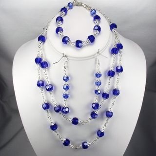 Dark Sapphire Crystal Wedding Jewelry Set