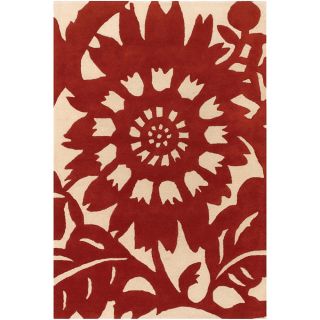 Thomaspaul Red Floral Hand tufted New Zealand Wool Rug (3 x 5) Today