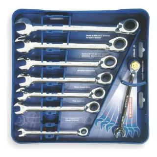 Westward 1LCE4 Ratcheting Wrench Set, Metric, 12 pt., 8 PC