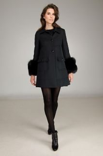 Valentino Red  Fur Cuff Black Coat for women