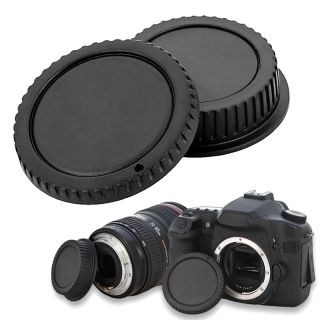 Black Plastic Body Cap and Lens Rear Cover Cap for Canon EOS Today $4