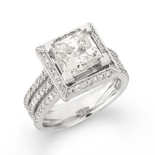 14k White Gold 4 1/5ct TDW Princess cut Diamond Engagement Ring (H I