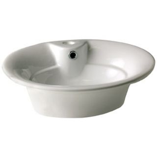 Oval White Vessel with Overflow and Single Hole Faucet Today $77.99 5