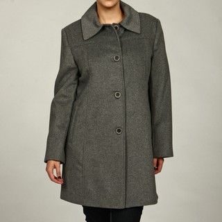 Jones New York Womens Plus Size Wool Blend Coat