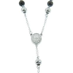 Eternally Haute Two tone Stainless Steel Rosary 8 mm Bead Necklace