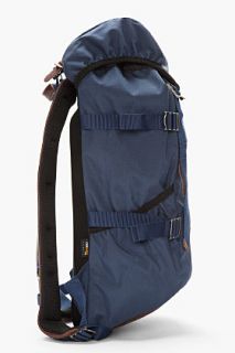 Stussy Deluxe Navy Leather trimmed X Mspc Field Backpack for men