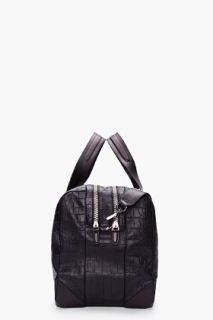Alexander Wang Black Oversize Croc Embossed Leather Wallie Duffle Bag for men