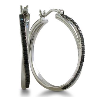 Sterling Silver 1/2ct TDW Black Diamond Twisted Hoop Earrings