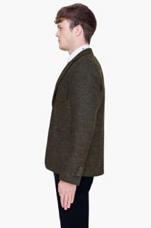 Kenzo Green Alpaca Wool Structured Blazer for men