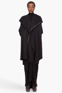 Rick Owens Black Leather Sleeved Coat for women