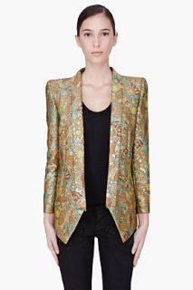 Barbara Bui Mustard & Mint Silk Jacquard Blazer for women