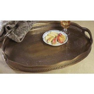 Antique Brass Oval Serving Tray
