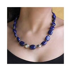 Sterling Silver Forever Love Lapis Lazuli Necklace (India