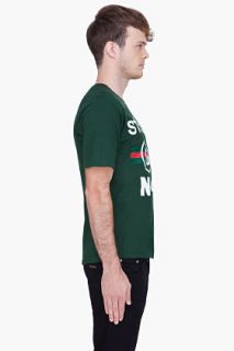 Stussy Green No. 4 Stripe Print T shirt for men