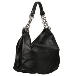 Bodhi Modern Black Leather Top zip Bag