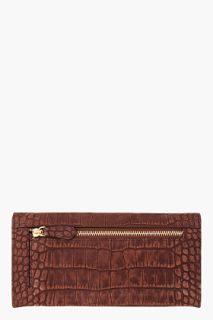 Givenchy Long Brown Croc Embossed Wallet for women