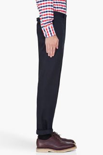 Thom Browne Dark Navy Twill Trousers for men