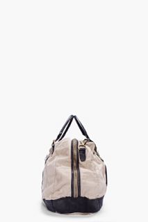 Diesel Pale Green And Leather Duffie Bag for men