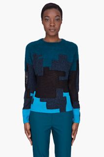 3.1 Phillip Lim Teal Angora Digital Brindle Sweater for women