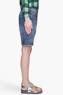 Marni Edition Indigo Contrasting lined Denim Shorts for women