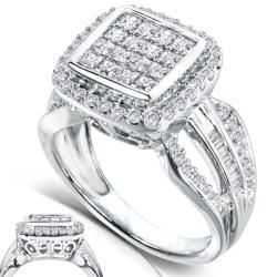 14k White Gold 1ct TDW Diamond Composite Halo Engagement Ring (H I, I1