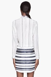 3.1 Phillip Lim White Pleat shouldered Contrast collared Blouse for women