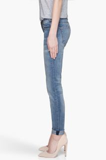 Current/Elliott Faded Blue The Rolled Skinny Low Rise Jeans for women