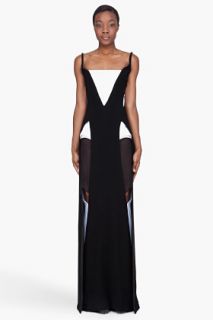 Mugler Black Combo Geometric Cutout Gown for women